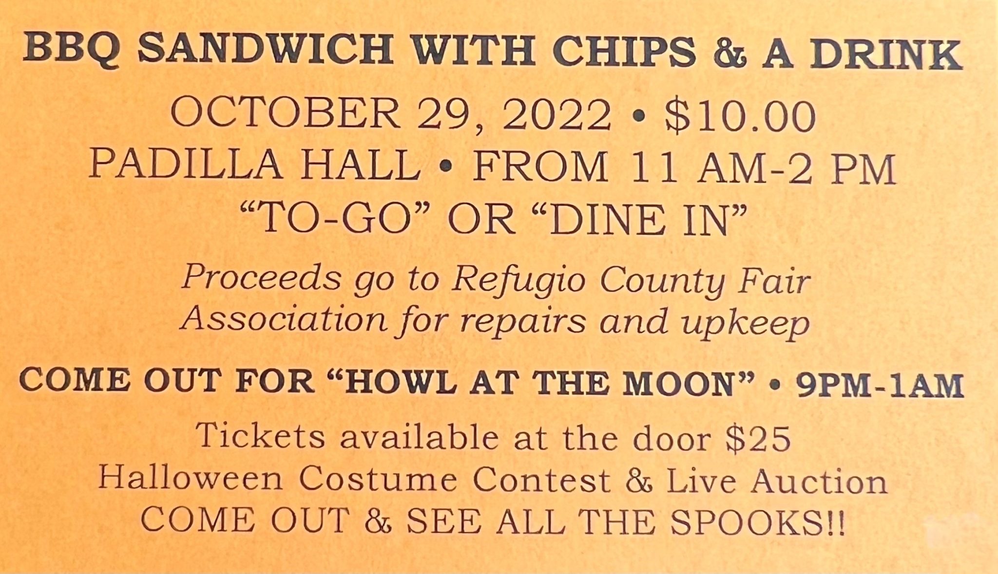 BBQ Sandwich Fundraiser Refugio County Fair